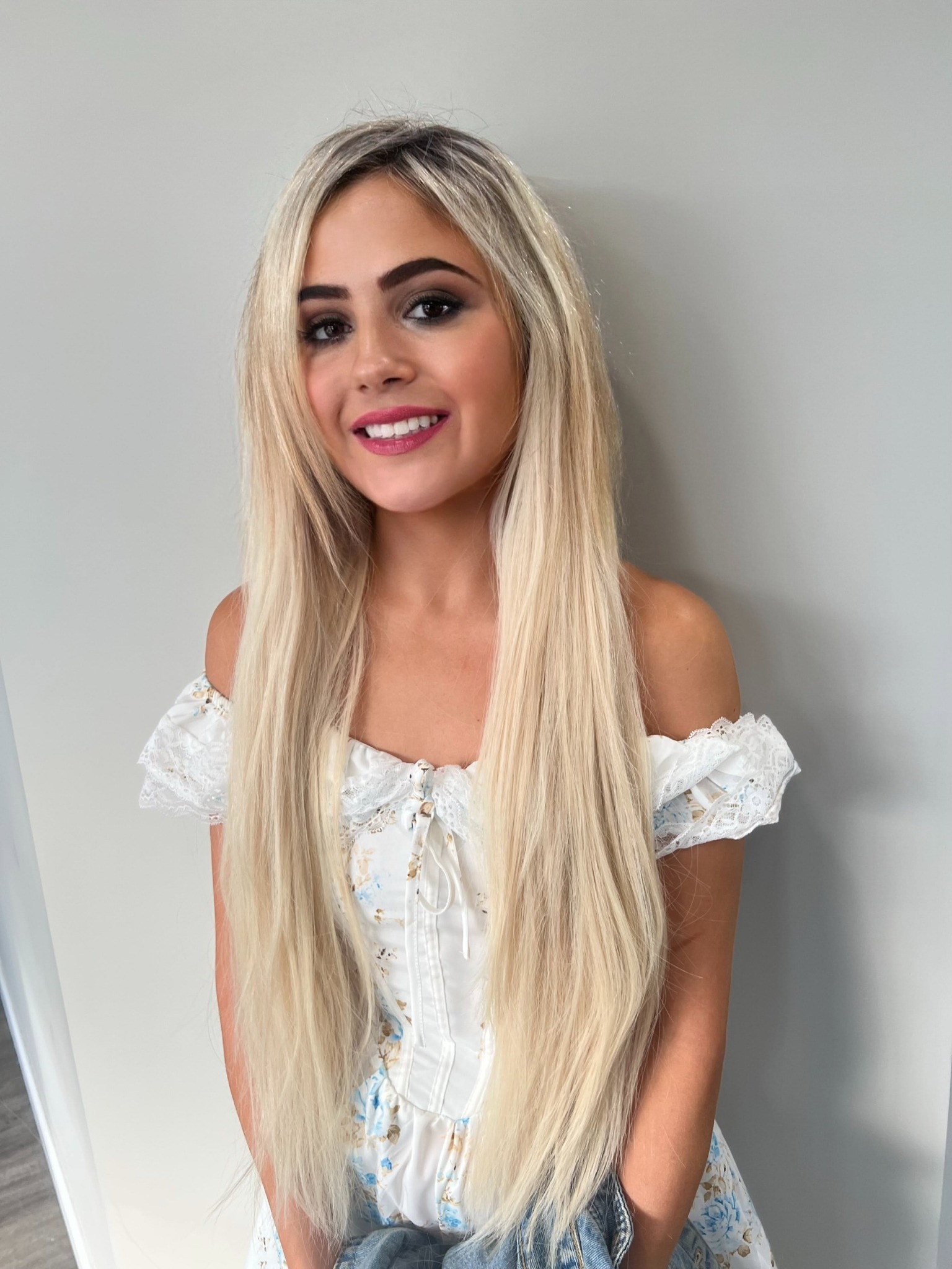 Blonde hair before service
