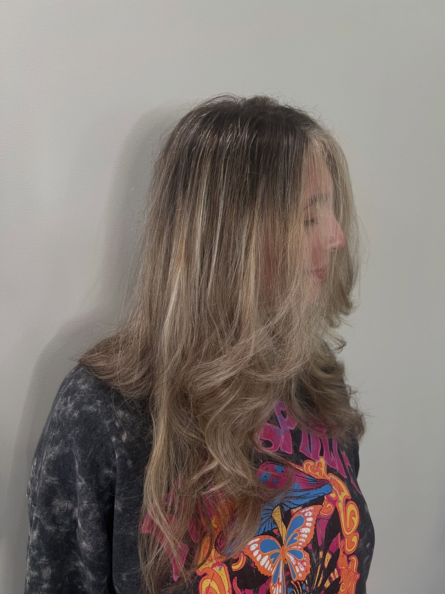 Highlighted layered hairstyle