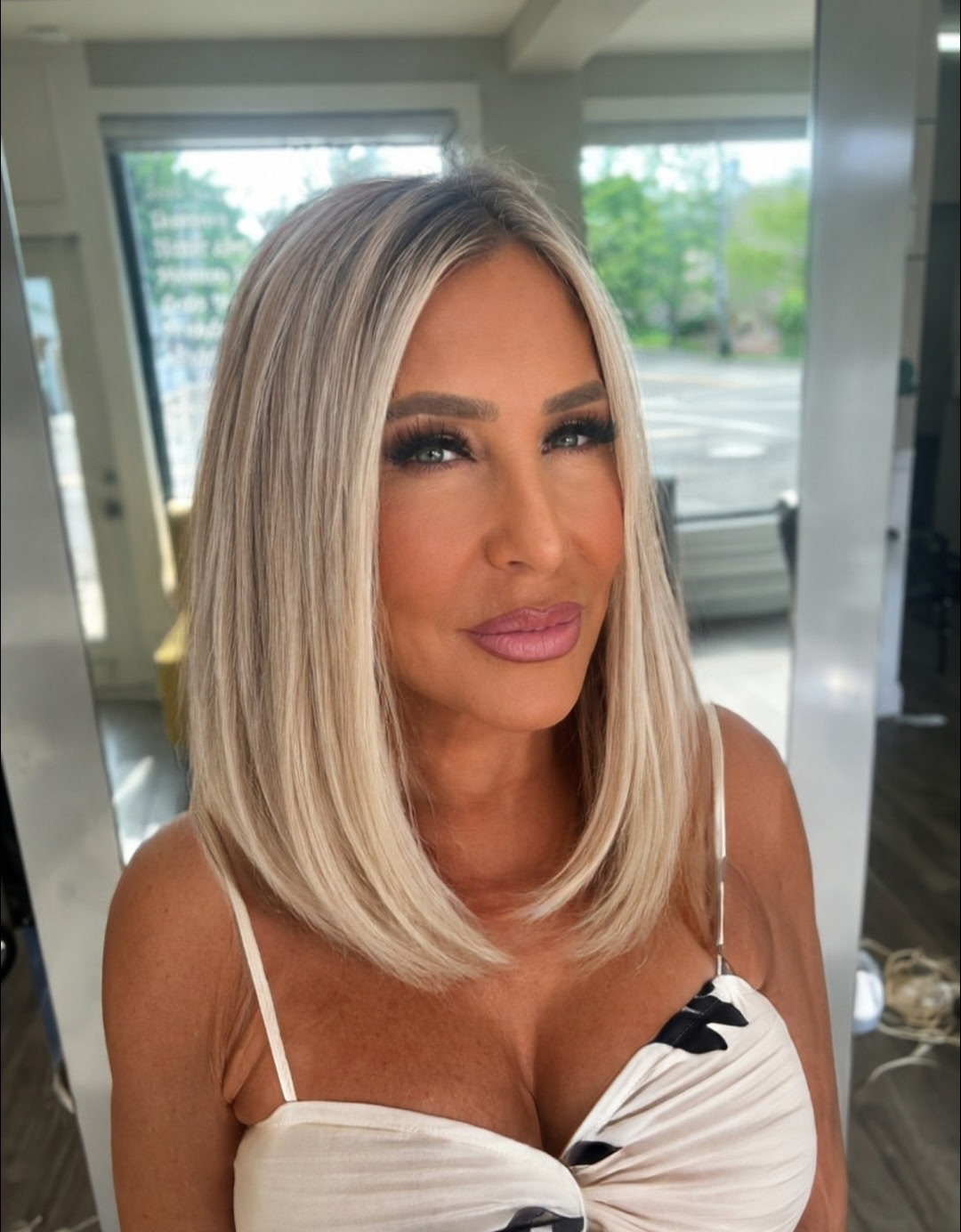 Sleek dimensional blonde bob